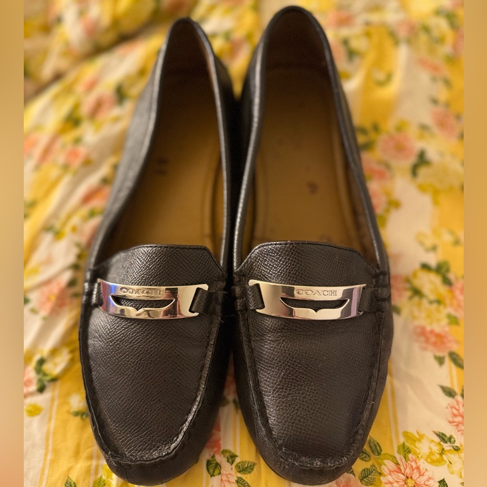 Coach Black Olympia Loafers with Silver Detail - Picture 5 of 15
